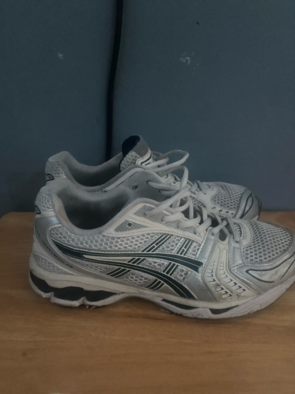 Asics White and Gray Athletic Running Shoes
